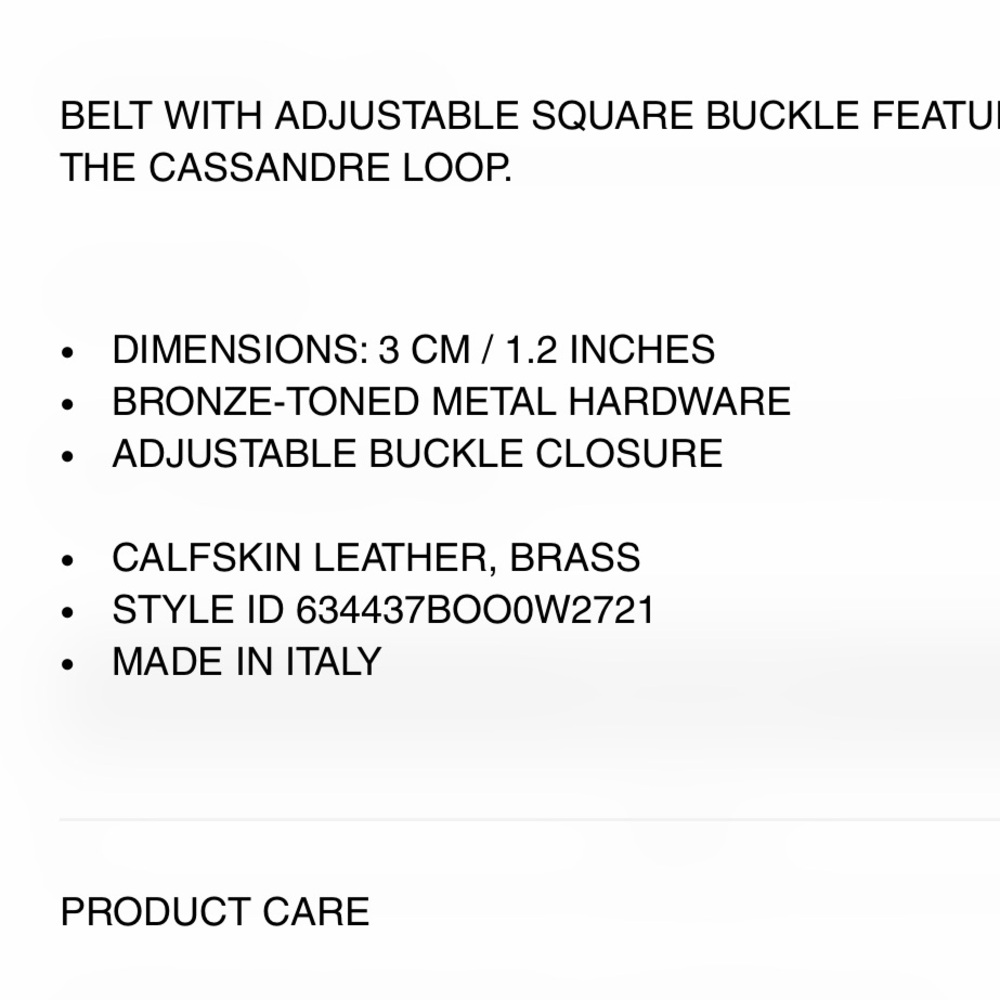 Saint Laurent YSL Cassandre Square Buckle Belt Beige Calfskin Italy — AUTHENTIC - Picture 4 of 12